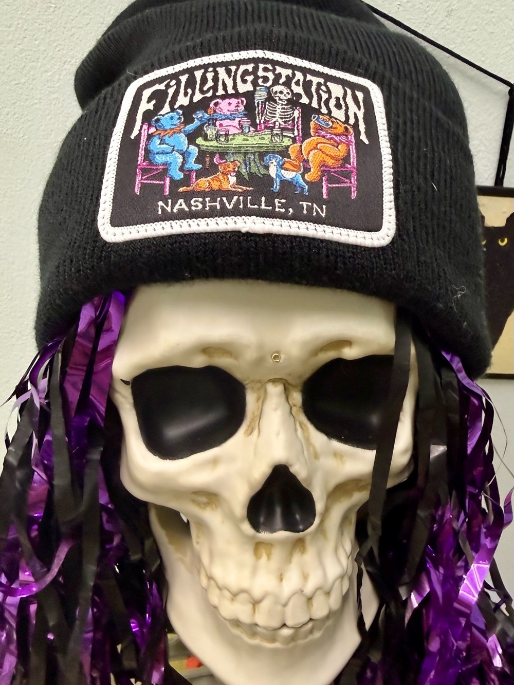 Filling Station Nashville Deaddy Bears Black Beanie Hat with Deadhead Patch